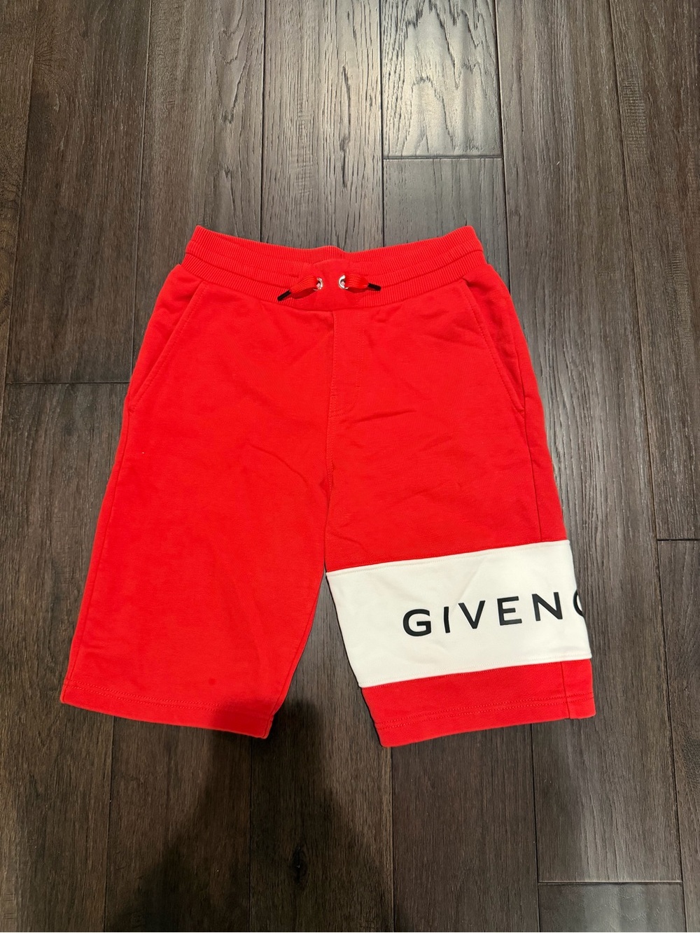 Givenchy Red Cotton Logo-Panel Athletic Shorts